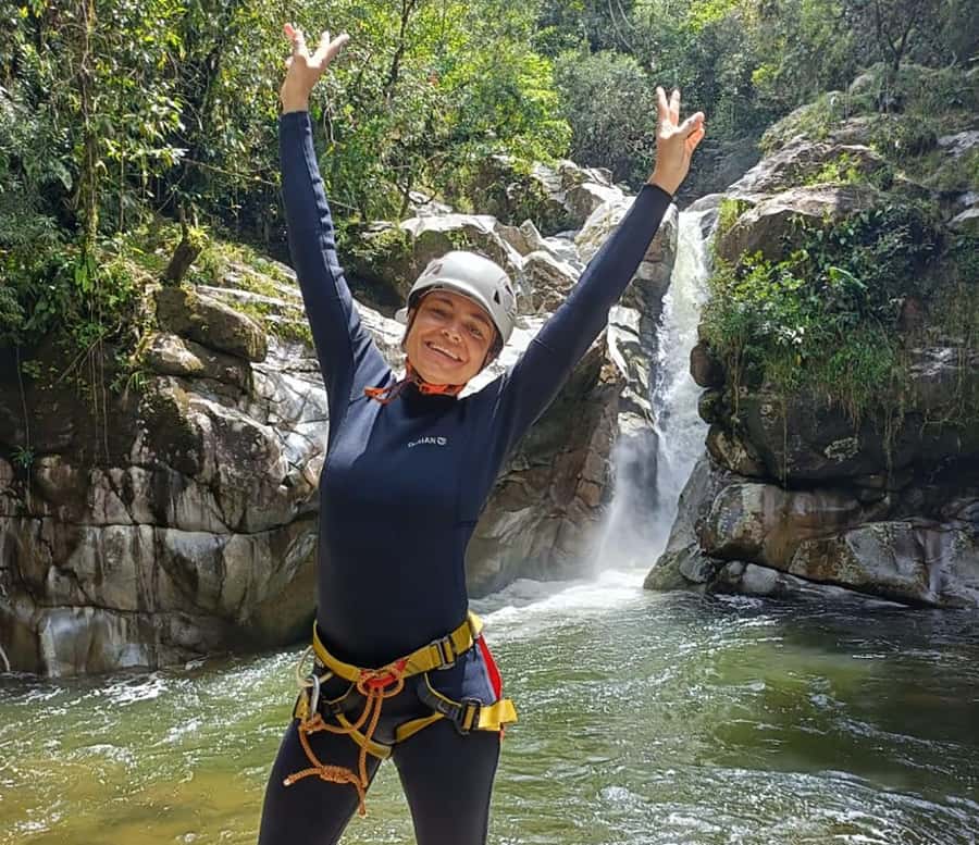 Guatapé Canyoning Adventure: Crystal Waters and Wildlife - The 80-meter zip line and the Cascada del Indio rappel