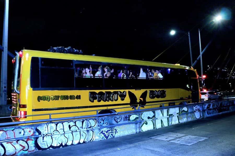 Medellin: Rumbero Party Bus with all the beer you can drink - Milla de Oro Avenue: views of Medellín’s showy side