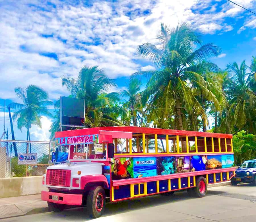 SAN ANDRES: Island Tour by Chiva + Hoyo Soplador - A 3-hour chiva ride with music and real island stops
